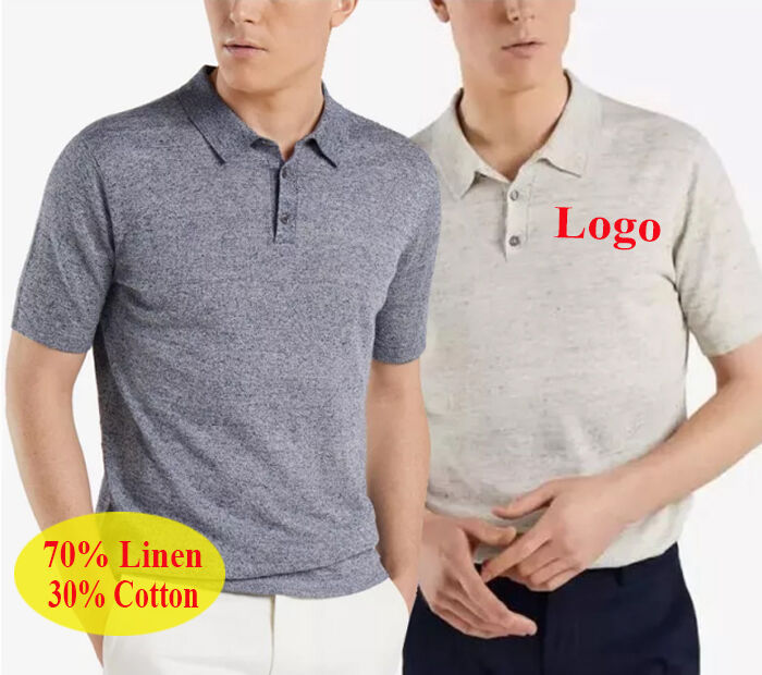 Hot-selling Custom High Quality Embroidery Logo Cotton Linen Men's Knitted Sports Golf Polo T-Shirts