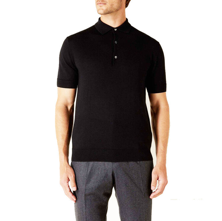 2024 Wholesale High Quality Mens 100% Wool Black Golf Polo T-Shirts Custom Mens Polo T Shirts 2024 Wholesale High Quality Mens 100% Wool Black Golf Polo T-Shirts Custom Mens Polo T Shirts