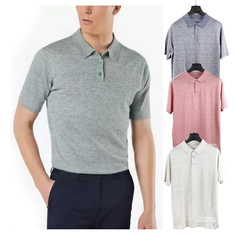 Wholesale Low Price High Quality Fashion Linen Cotton Golf Polo T-shirt Plus Size Men Knit Polo Shirts