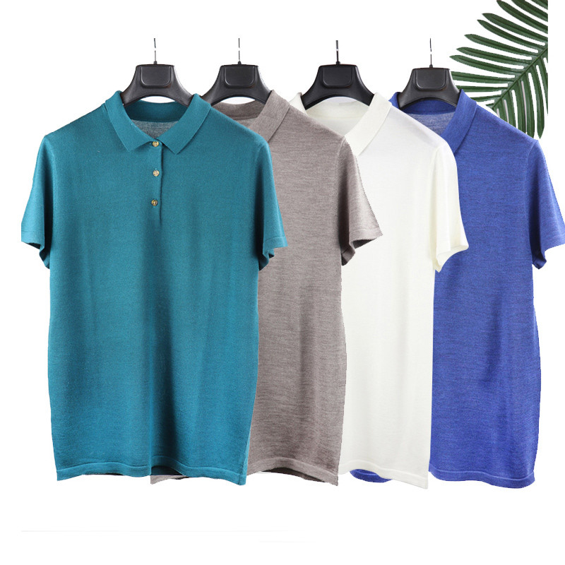  OEM Men's Golf T-shirts Sweater Oversized Knit Polo T-shirts with Logo Custom Logo Printed Mens Wool Polo T-shirts