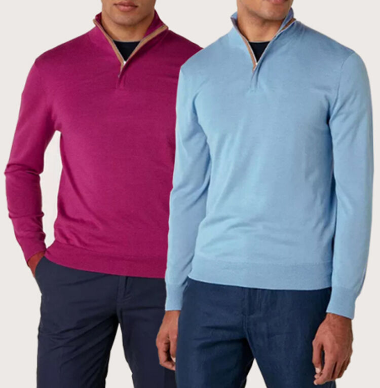 New Design Fashion Mens Long Sleeve Pullover Sweaters Custom Autumn/Winter Men's Zipper Polo Sweaters