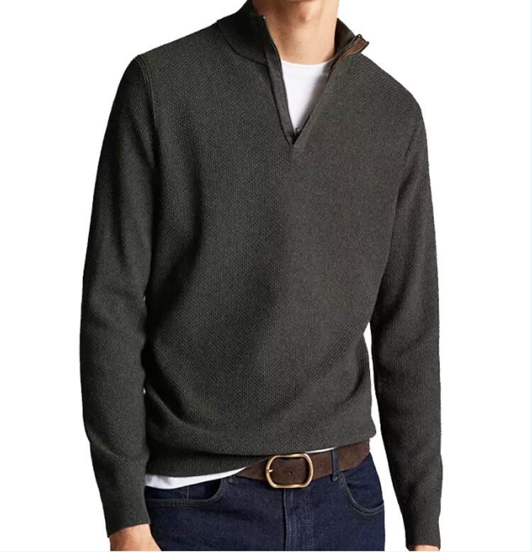 Low Price Wholesale 2024 New Mens Fashion Cotton Knitted Zipper Sweaters Custom Men's Polo Zipper Sweaters