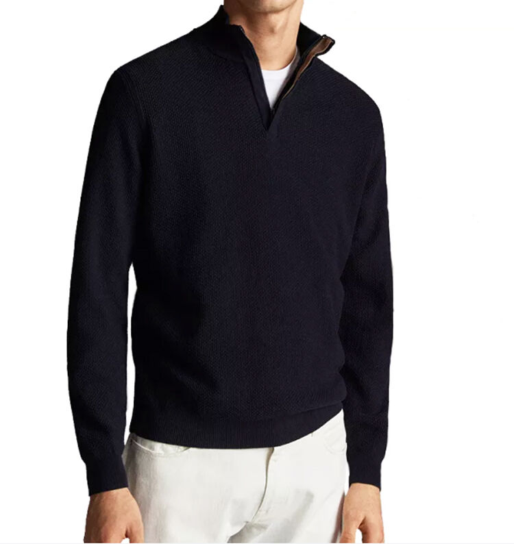 Low Price Wholesale 2024 New Mens Fashion Cotton Knitted Zipper Sweaters Custom Men's Polo Zipper Sweaters