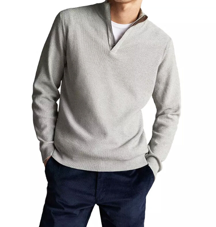 Low Price Wholesale 2024 New Mens Fashion Cotton Knitted Zipper Sweaters Custom Men's Polo Zipper Sweaters