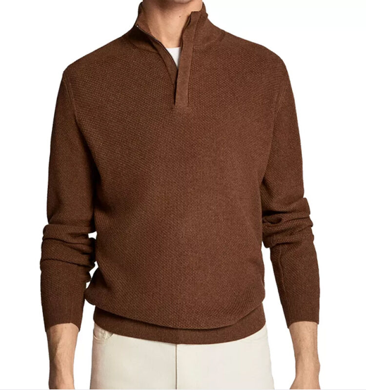 Low Price Wholesale 2024 New Mens Fashion Cotton Knitted Zipper Sweaters Custom Men's Polo Zipper Sweaters