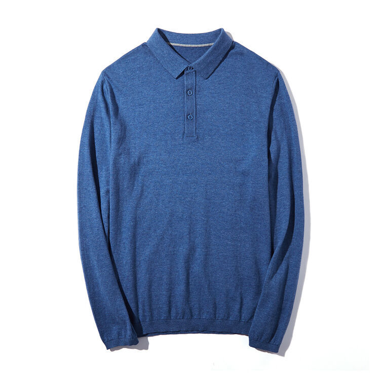 Wholesale Casual Long Sleeve Polo Neck Pullover 100% Merino Wool Autumn Winter Mens Knitted Sweaters