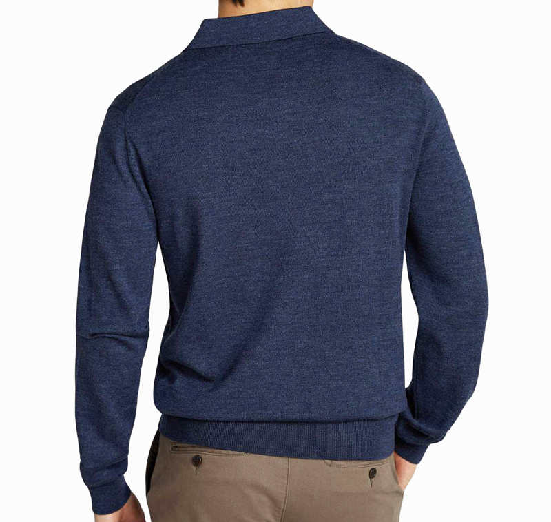 2024 Embroidered Logo 100% Merino Wool Knit Polo Sweater Plus Size Men's Long Sleeve Polo T-Shirts