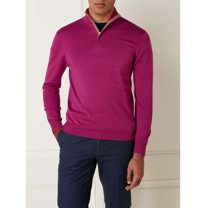 Fashion Custom Cashmere/Merino Wool/Cotton Knit High Turtle Neck Polo Sweater Plus Size Men's Thick Sweater with Zipper