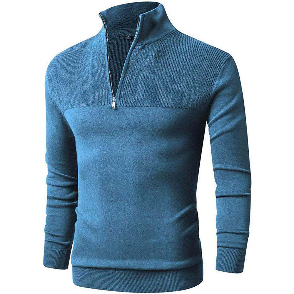 Fashion Casual Men Designer Sweater Clothing Custom Men's Winter Knit Cotton Polo Collar Plus Size Zip Sweater