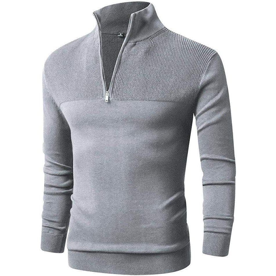 Fashion Casual Men Designer Sweater Clothing Custom Men's Winter Knit Cotton Polo Collar Plus Size Zip Sweater