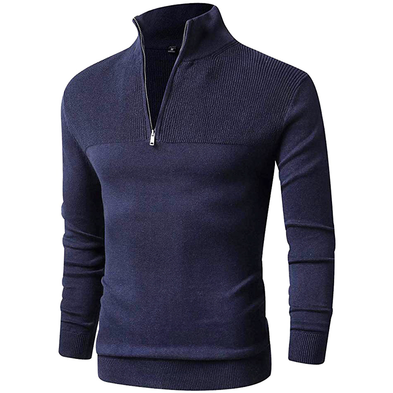 Fashion Casual Men Designer Sweater Clothing Custom Men's Winter Knit Cotton Polo Collar Plus Size Zip Sweater