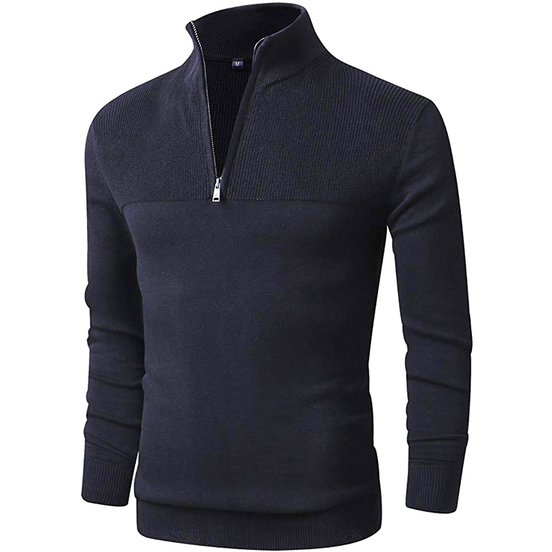 Fashion Casual Men Designer Sweater Clothing Custom Men's Winter Knit Cotton Polo Collar Plus Size Zip Sweater