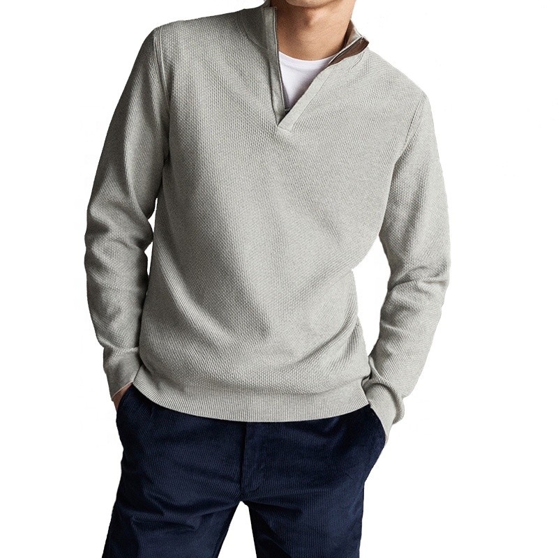 2024 Summer OEM/ODM Service Wholesale Knit Half Zip Pullover High Neck Sweaters for Men