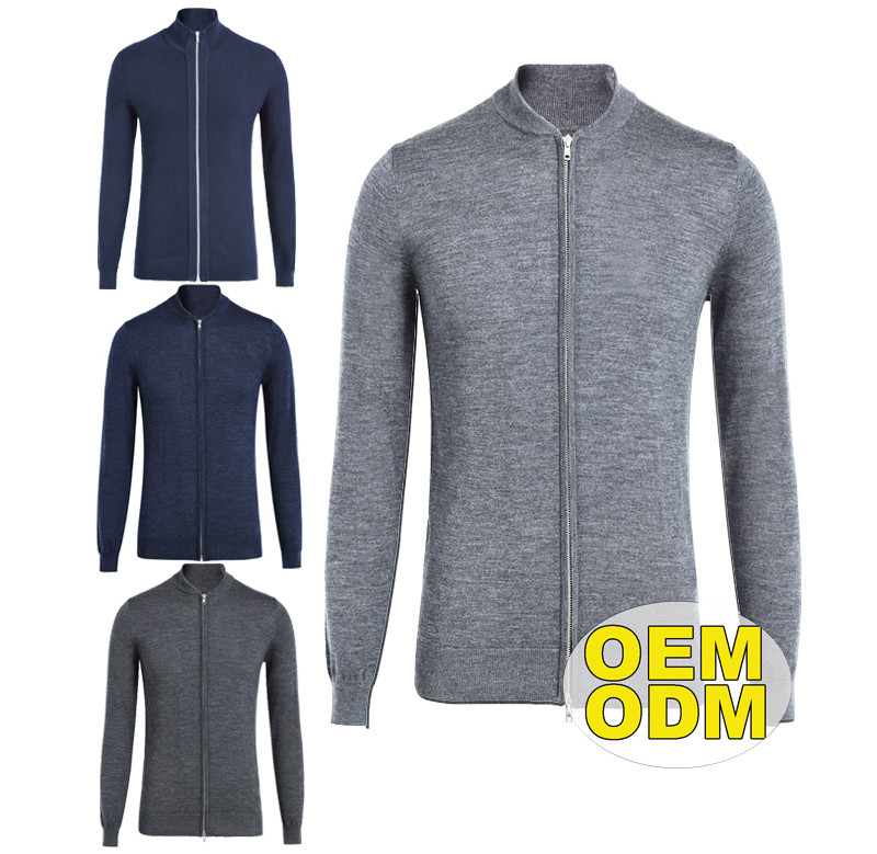 OEM Knit Zipper Cardigan Stand Collar Solid Color Jacket Men Designer Sweater Winter Knit Men Casual Sweater Jacket
