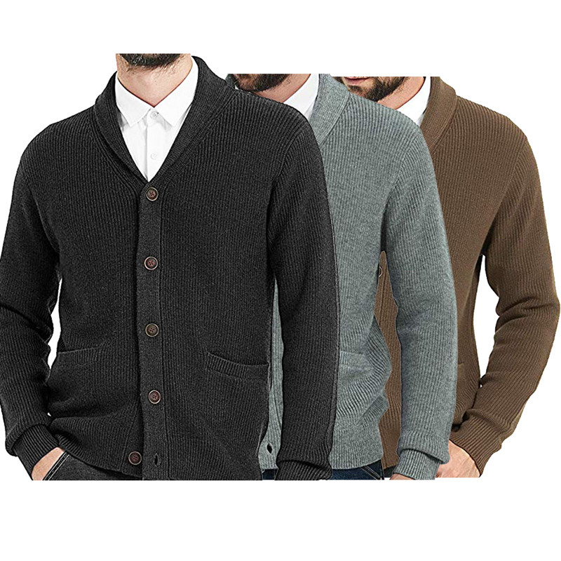 Wholesale Fashion Men Outdoor Wool Sweater Custom Autumn Knit Plus Size Men's Casual Cardigan Sweater Jackets