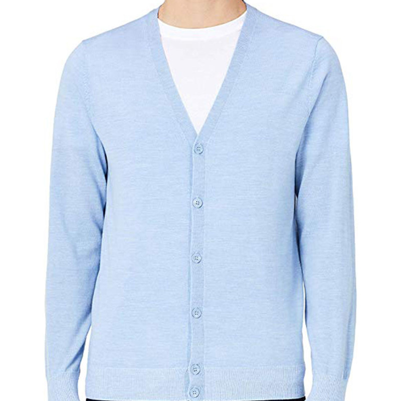 Navy Blue Sweater for Man  Fashion Merino Wool Mens Autumn/Winter  Sweaters with V-neck