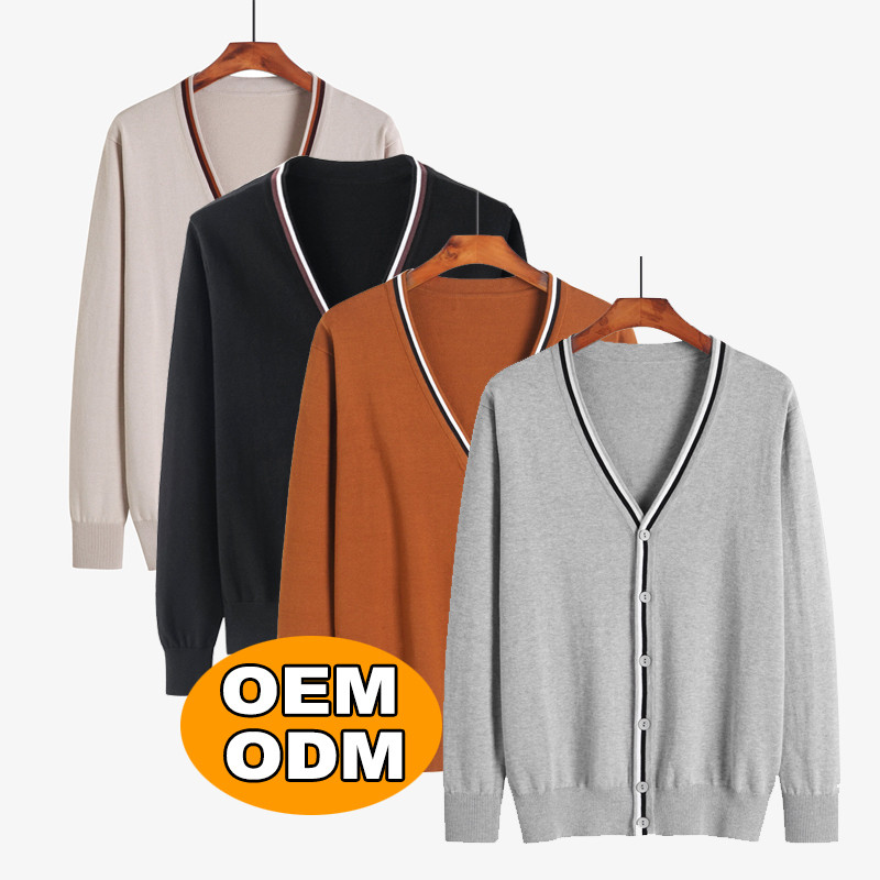 OEM/ODM Men's Knit Plus Size Sweater Cardigan 100% Cotton Designer Sweater Clothing Men Sweater Cardigan