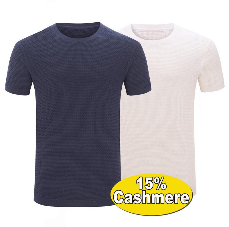 Wholesale 1 MOQ High Quality Cotton Cashmere Plain Men's Plus Size T Shirts Knit Men's t-shirts