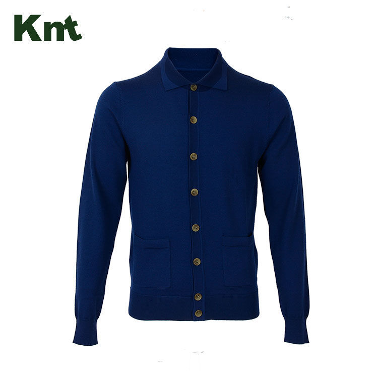 Latest Design Mens Navy Blue Knit Fashion Cardigan Cashmere Sweaters