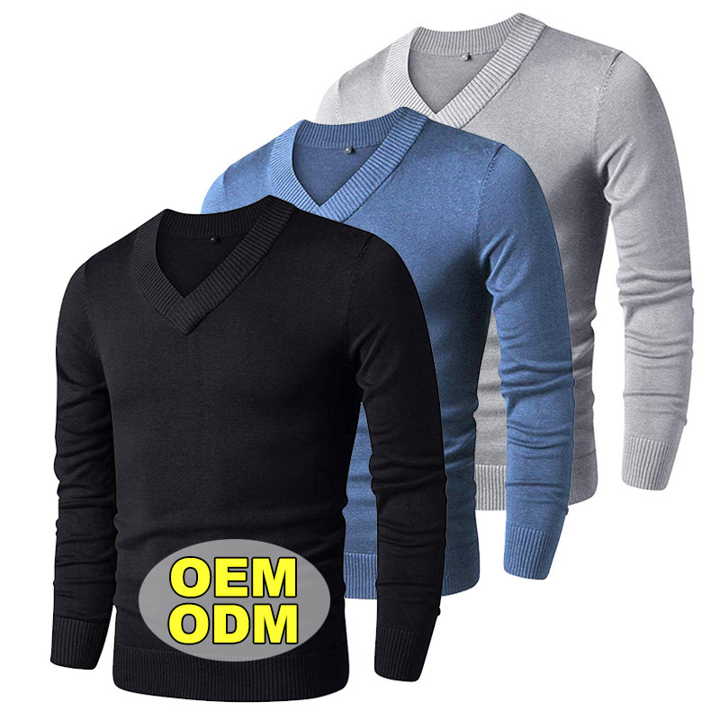 OEM V neck Knitwear Custom Designer Mens Sweaters Mens Fashion Sweater