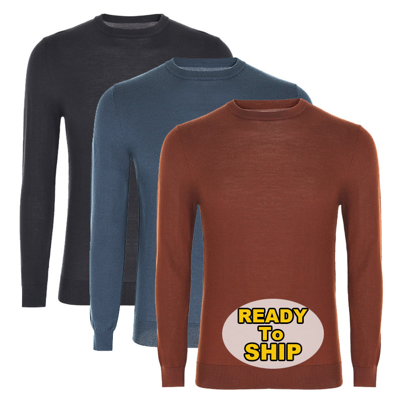 Wholesale Fashion Men's Winter Knit Solid Color Pullover Sweater Casual Wool Crew Neck Thin Sweaters