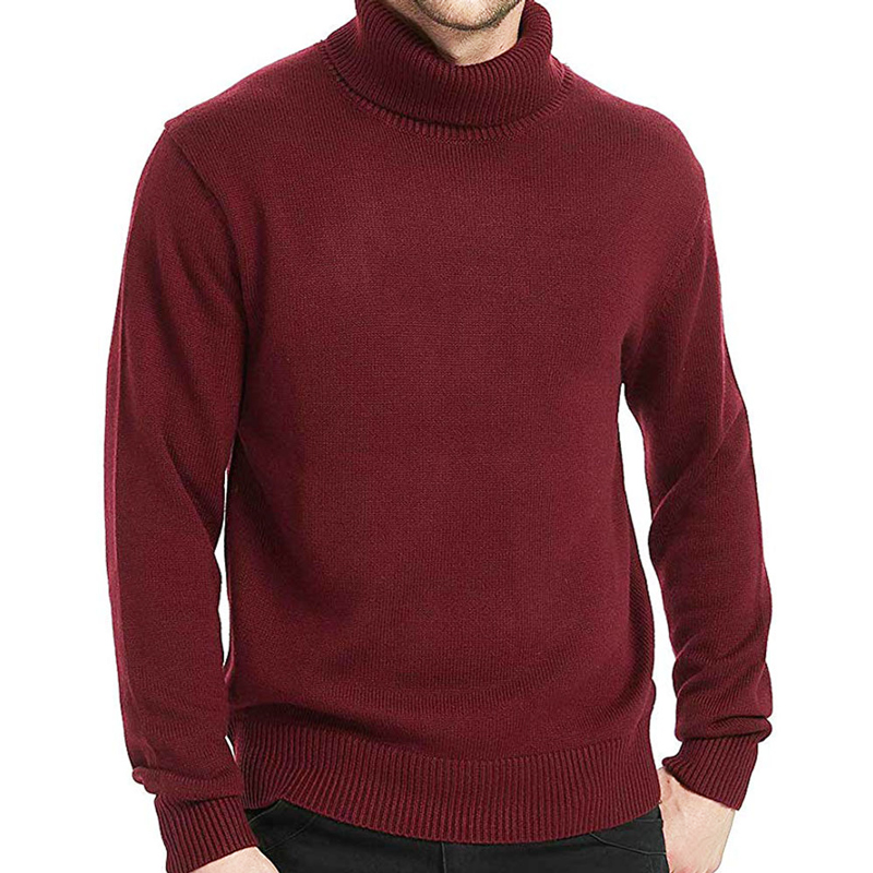 Wholesale Custom Fashion Design Mens Woolen Casual Turtleneck Sweater Knitted Oversized Turtle Neck Merino Wool Sweater for Men