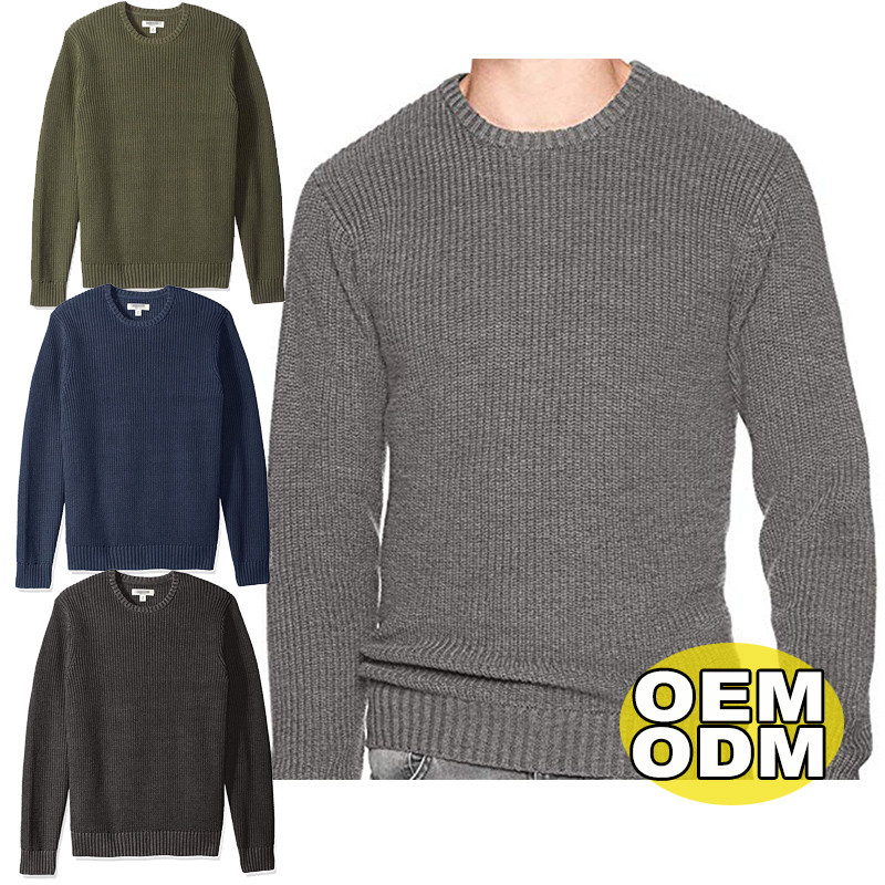 OEM & ODM Custom LOGO Men Designer Sweater Knit Pullover Knitwear Winter Crew Neck Knitted 100%Cotton Thick Sweater