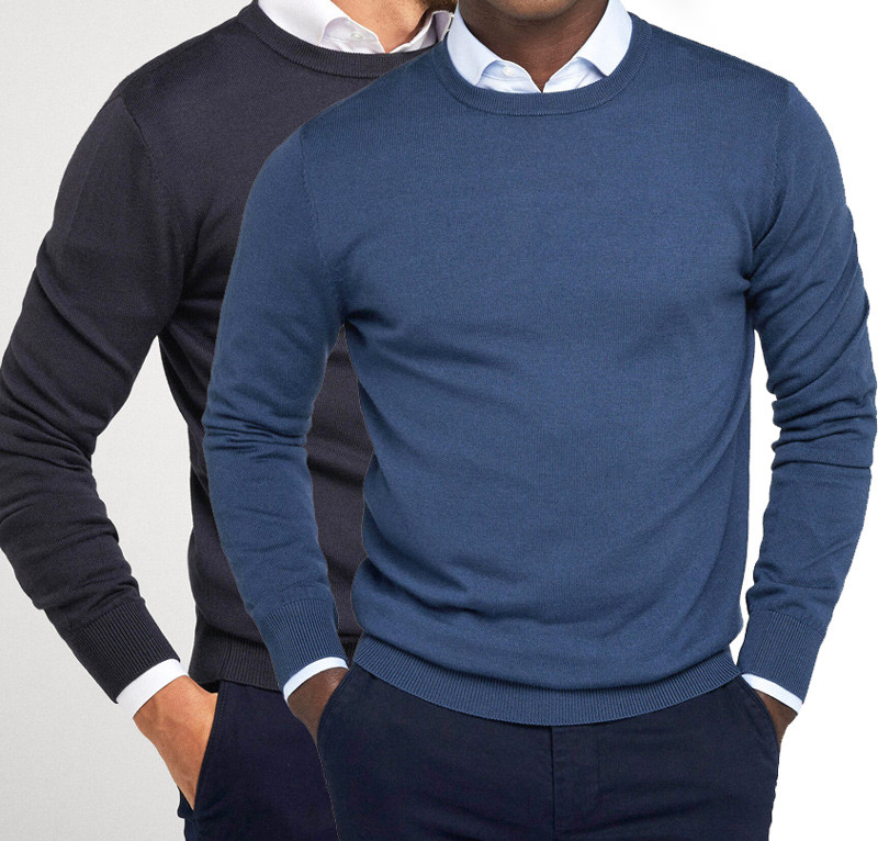 2024 Latest Design Custom Men's Casual Wool Pullover Sweater Crew Neck Plus Size Knit Thin Sweaters