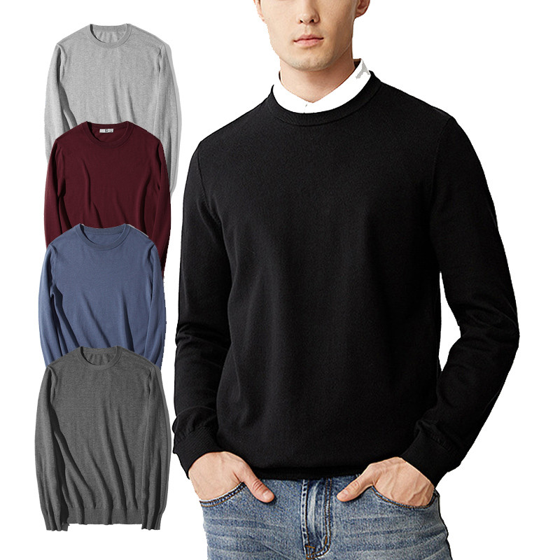 OEM Custom Knit Pullover Sweater Men Designer Knitwear Korean Cotton Men's Round Neck Sweater
