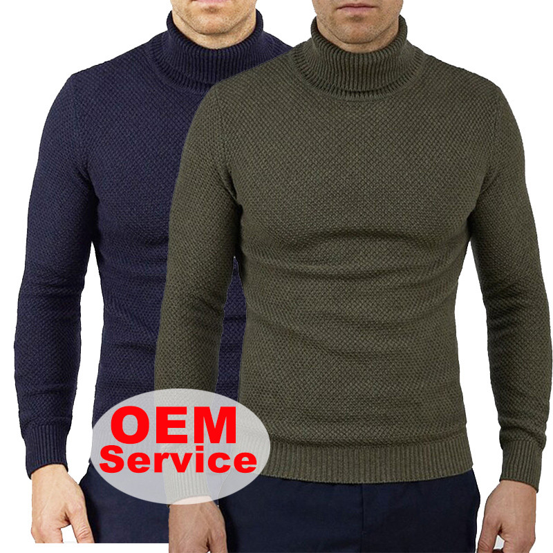 Custom Fashion Long Sleeve Turtleneck Sweaters Wholesale Man Knit Thick Cotton Pullover Sweater