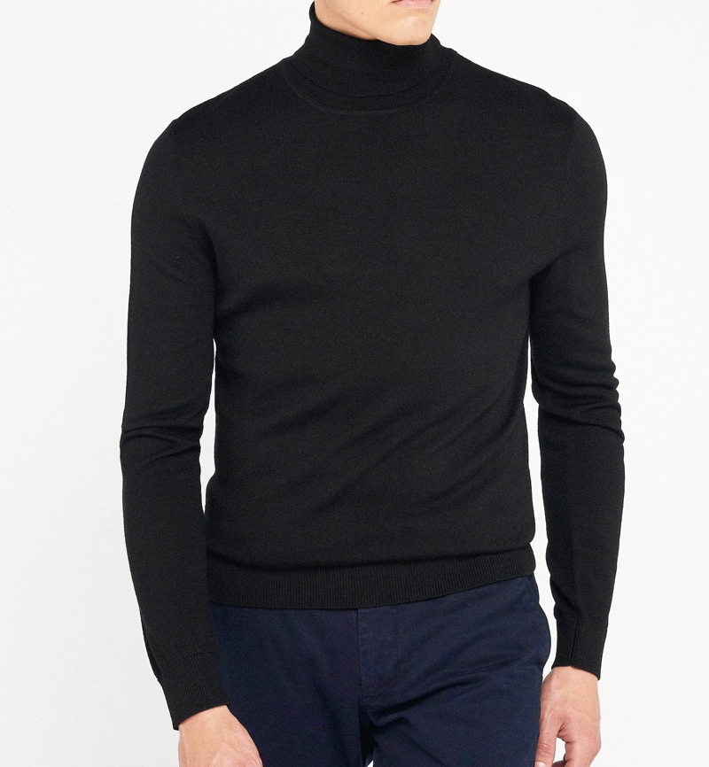 2024 latest Design Men's High Neck Wool Knitted Sweaters Coat Men's Custom Winter Knitted Turtle Neck Sweater Men