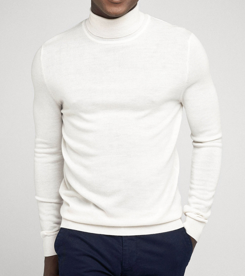 2024 latest Design Men's High Neck Wool Knitted Sweaters Coat Men's Custom Winter Knitted Turtle Neck Sweater Men