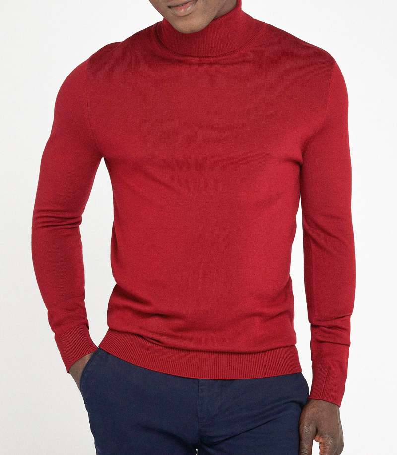 2024 latest Design Men's High Neck Wool Knitted Sweaters Coat Men's Custom Winter Knitted Turtle Neck Sweater Men