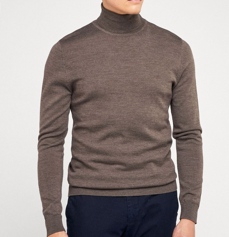 2024 latest Design Men's High Neck Wool Knitted Sweaters Coat Men's Custom Winter Knitted Turtle Neck Sweater Men