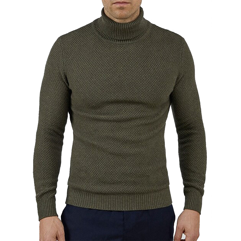 Classic Fashion Oem men 100% Cotton Sweater High Neck Knit Rib Sweater For Autumn/Winter