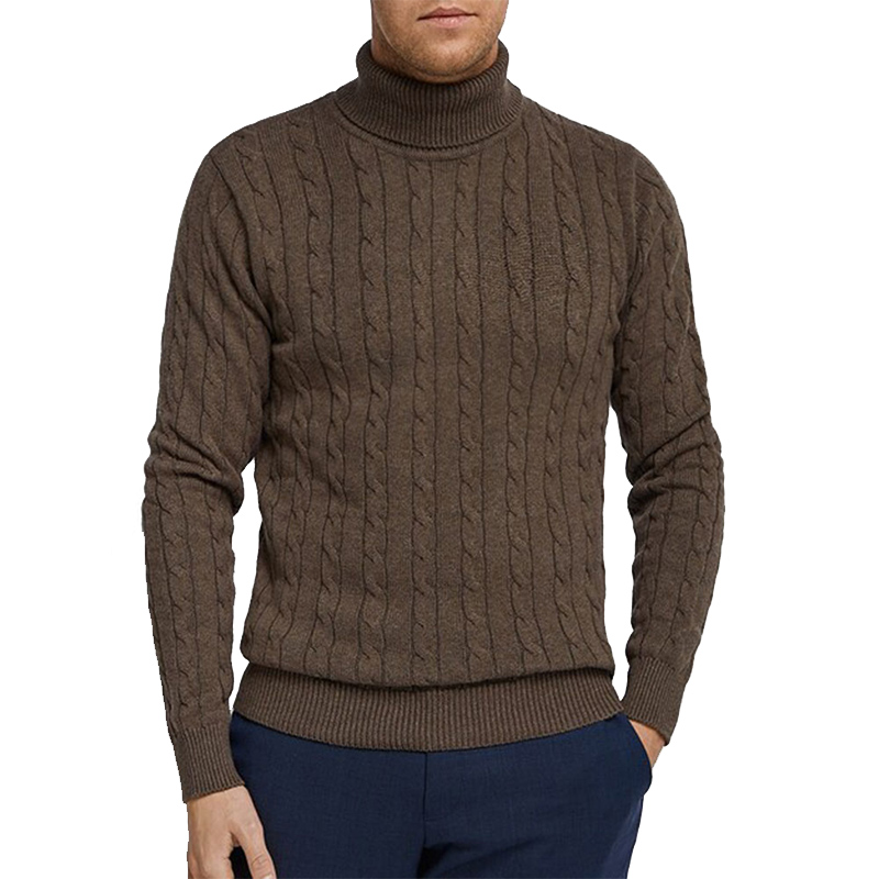 Classic Fashion Oem men 100% Cotton Sweater High Neck Knit Rib Sweater For Autumn/Winter
