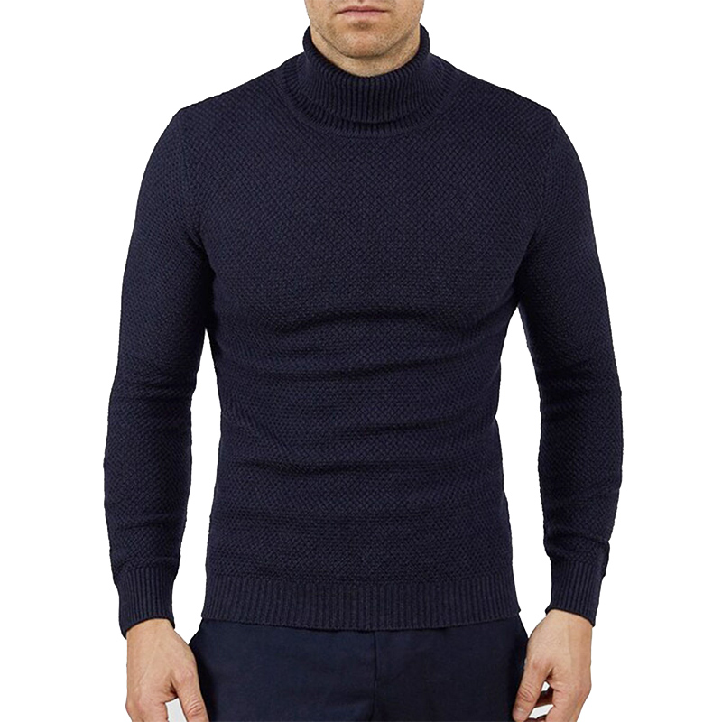 Classic Fashion Oem men 100% Cotton Sweater High Neck Knit Rib Sweater For Autumn/Winter