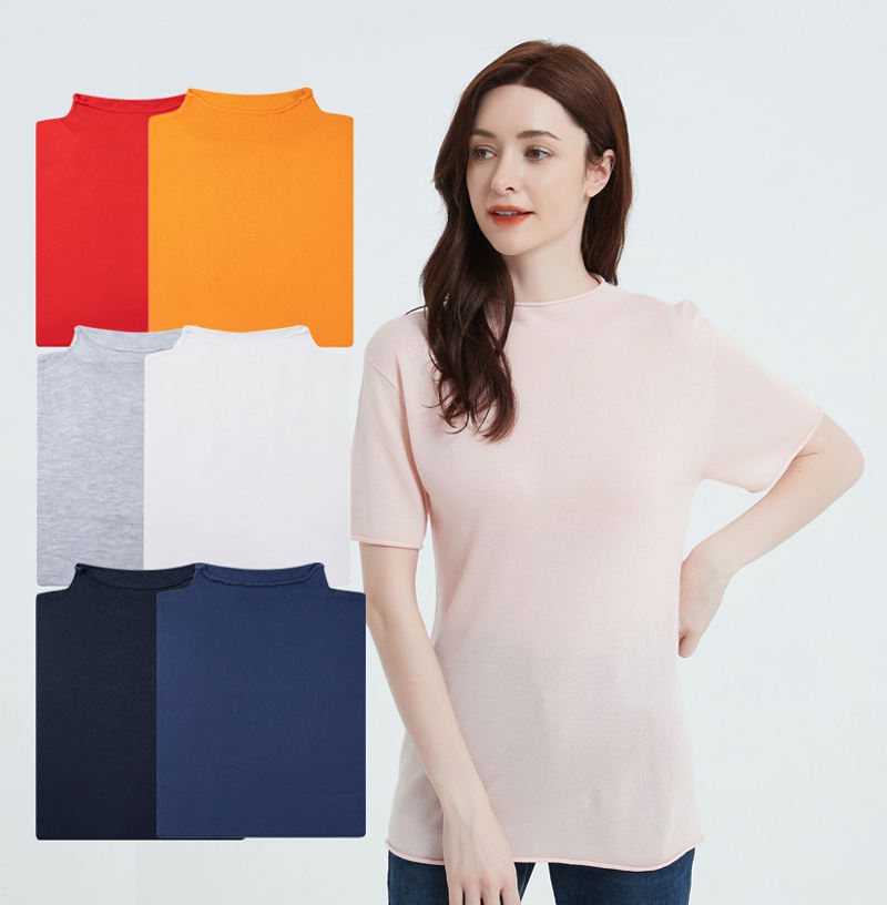 Custom Logo Summer High-end Women's Breathable T Shirt Knit Plus Size Women's T-shirts for Wholesale