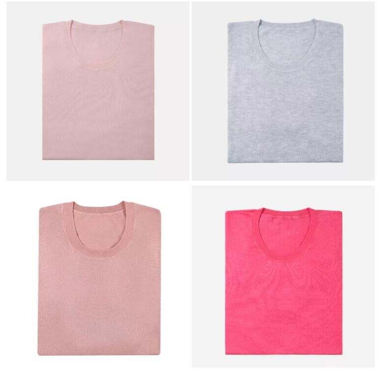 2024 Custom/Wholesale Summer Women's Solid Color Short Sleeve Knit T Shirts for Women