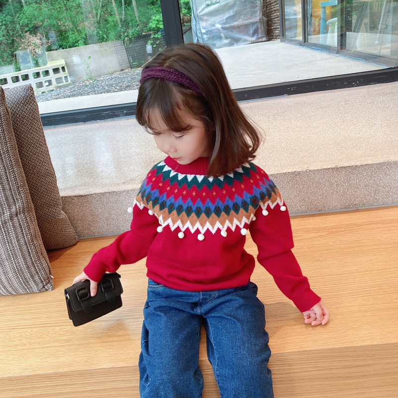 Pure Color Knitwear Baby Sweater Ribbed Stylish Colors Turtleneck Girl Sweater for Kids