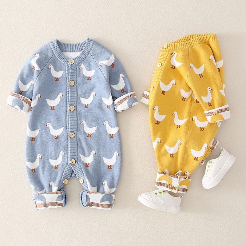 Knitted Newborn 100% Cotton Baby Rompers Infant Animal pattern Toddlers Clothing Pajama Romper