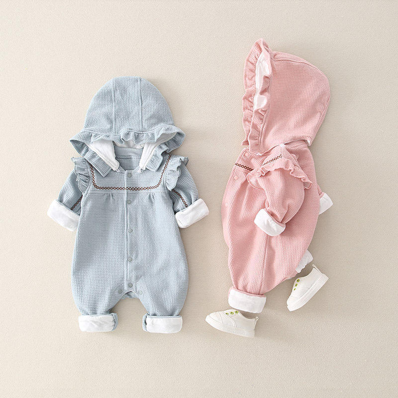 Custom cute rabbit cartoon 100% cotton jumpsuits baby girls rompers