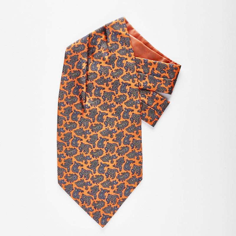 Print Paisley 100% Silk Ascot Tie for Men