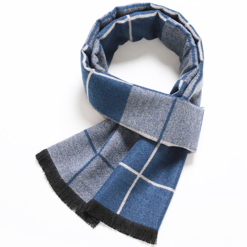 Luxury Fringed Plaid Customized Neck City Brushed Vintage Imitation Cashmere Men'S Scarf