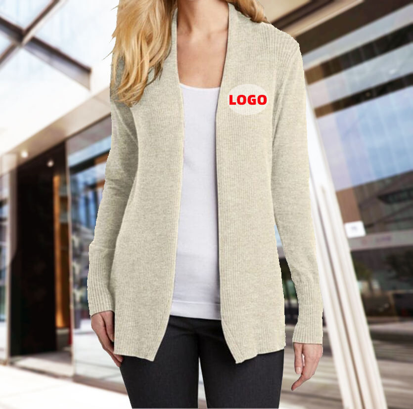 Wholesale Fashion Ladies' Bank Airlines Office Employee Sweater Women Knitted Uniform Open Front Sweater Cardigan Set for Autumn