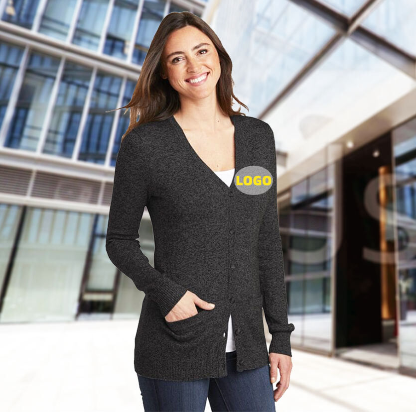 Custom Logo Office Lady Employee Uniform Sweater Women Knitted Uniform Sweater Cardigan