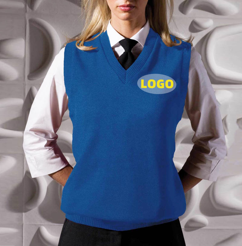 Ladies' Custom LOGO Oversized 5XL Employee Sleeveless Sweater Waistcoat Knitted Plus Size Women Uniform Sweater Vest