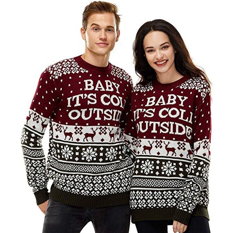 Custom 2024 Ugly Christmas  Women Long Sleeve Pima Cotton Knitted Pullover Sweater