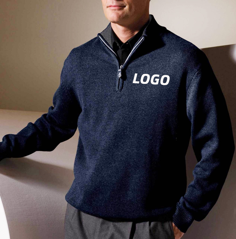 Cheap Men's Business Office Employee Sweater Custom logo Men Knitted Uniform Quarter Zip Sweater