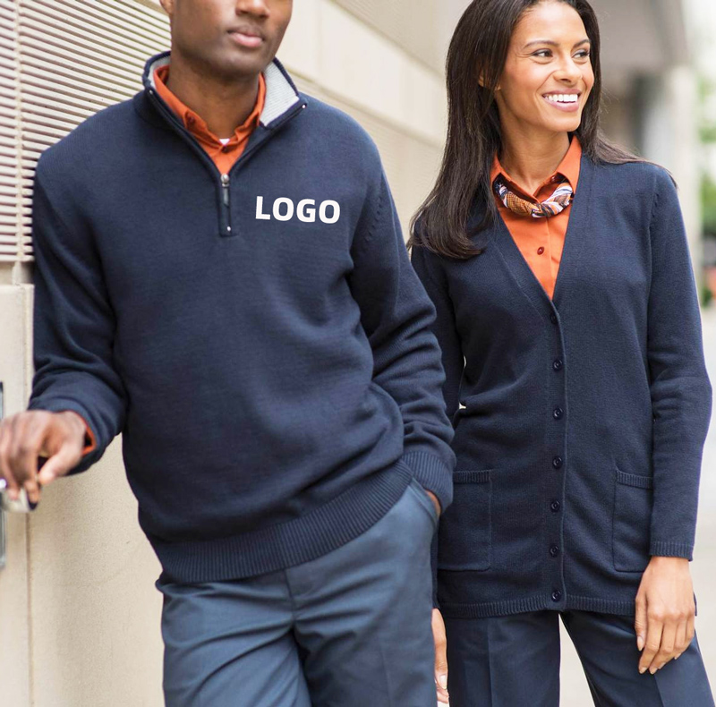 Cheap Men's Business Office Employee Sweater Custom logo Men Knitted Uniform Quarter Zip Sweater Cheap Men's Business Office Employee Sweater Custom logo Men Knitted Uniform Quarter Zip Sweater